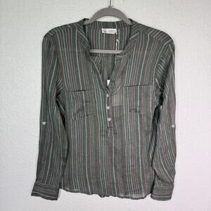 Carve Designs Dylan Gauze Shirt Womens Small Organic Cotton Stripe Top Coastal